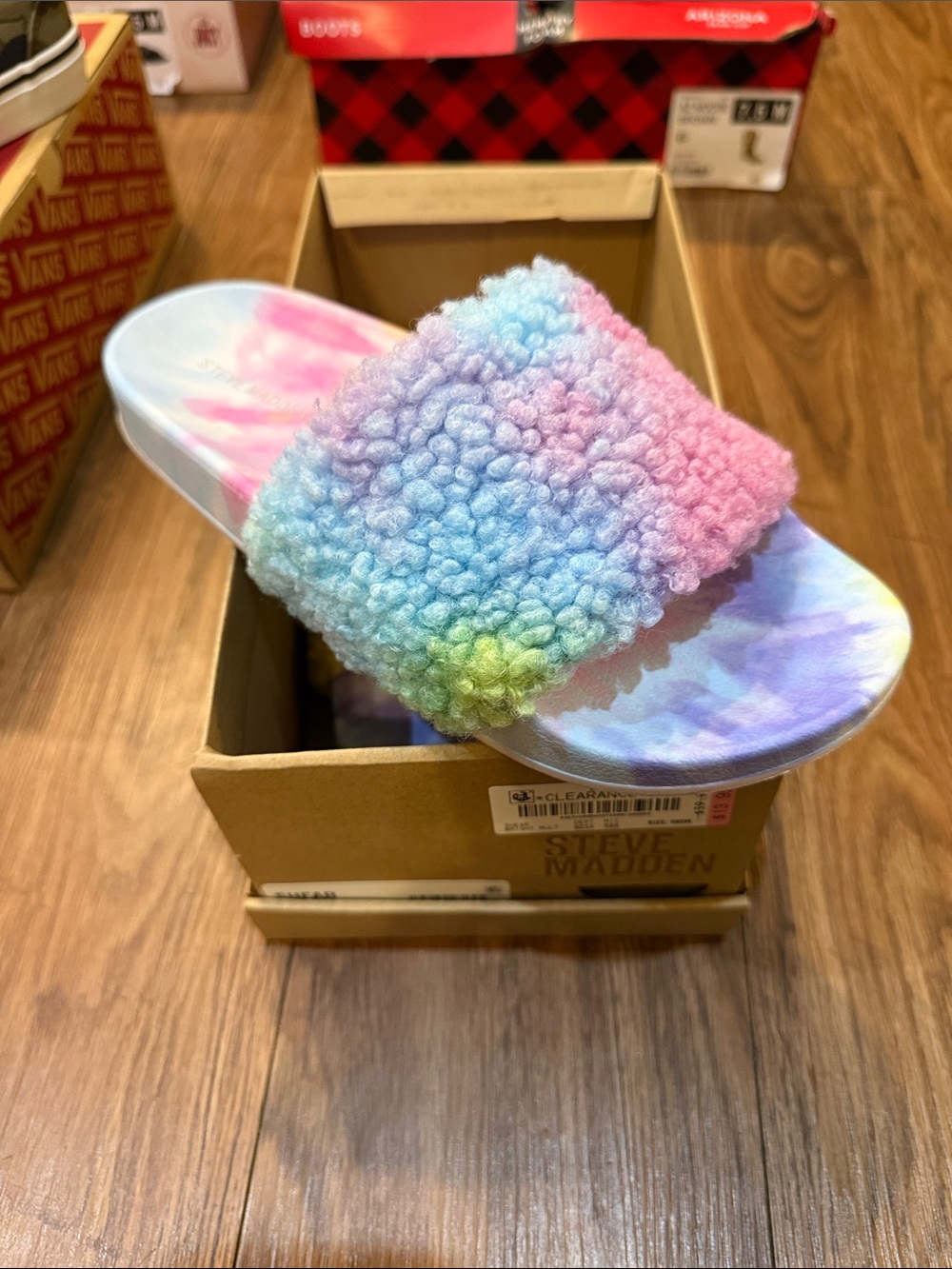 Steve Madden Pastel Sherpa Slide in Multicolor
